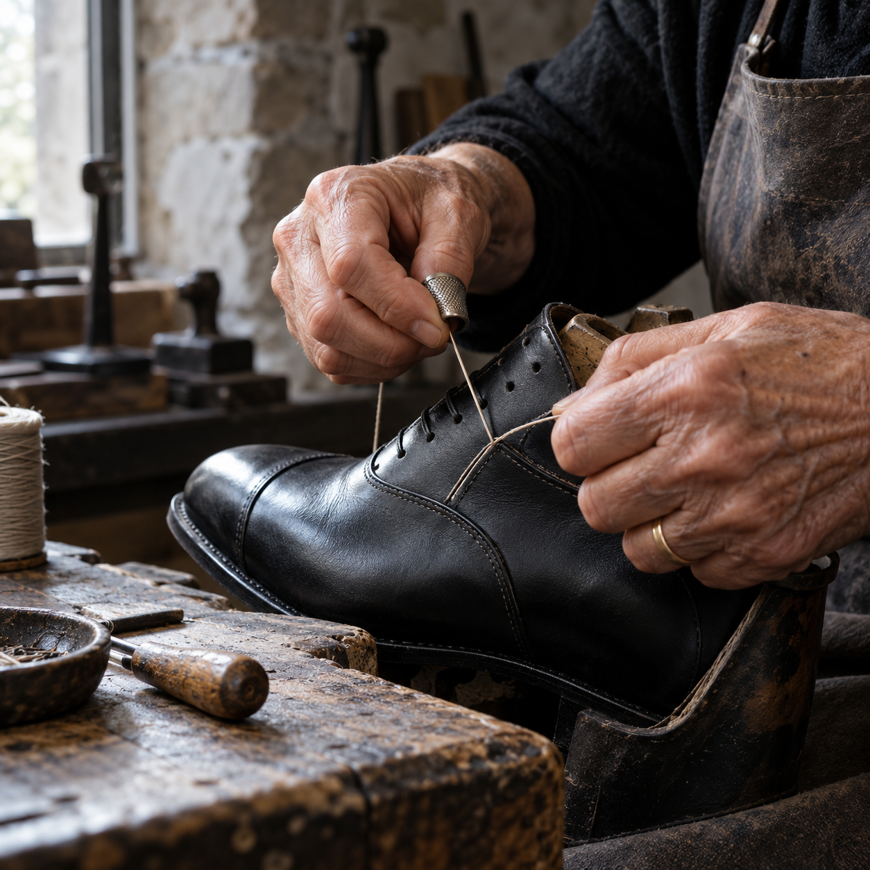 Schuhgeschäft und Schuhmacher